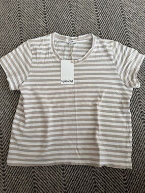 Splendid Louisa Fawn & White Strip tee